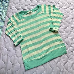 Forever 21 Light Striped 3/4 Sleeve Sweater